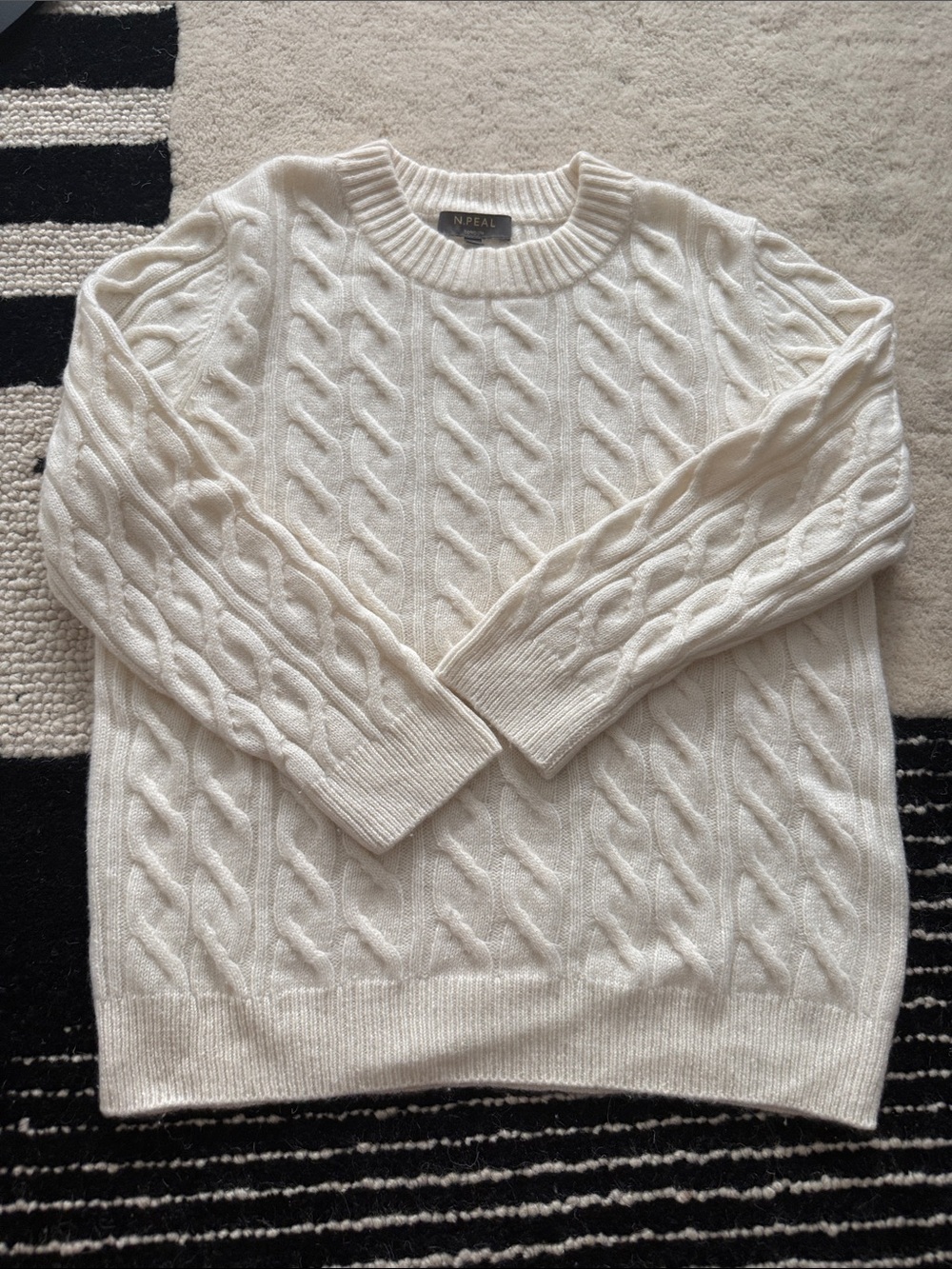 N.Peal Cable-Knit Crewneck Sweater - White